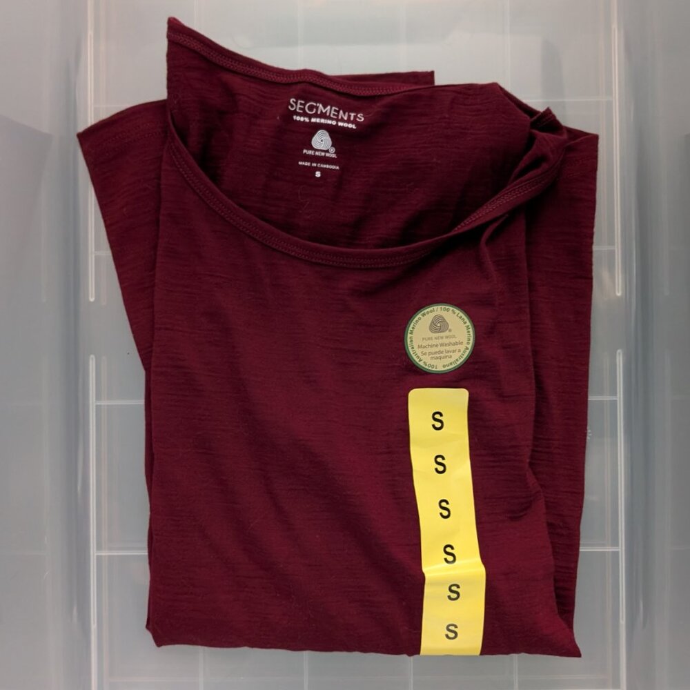 Segments Long Sleeve Pure Merino Burgundy Wool Top - Sz Small - Picture 3 of 3